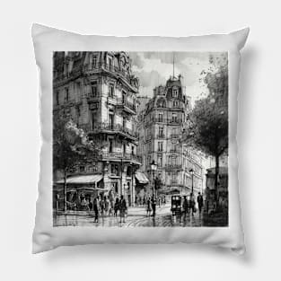 Parisian Streets Sketch Pillow