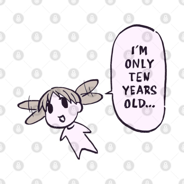 I draw pink pastel flying chiyo chan saying i'm only ten years old / funny azumanga daioh manga meme by mudwizard