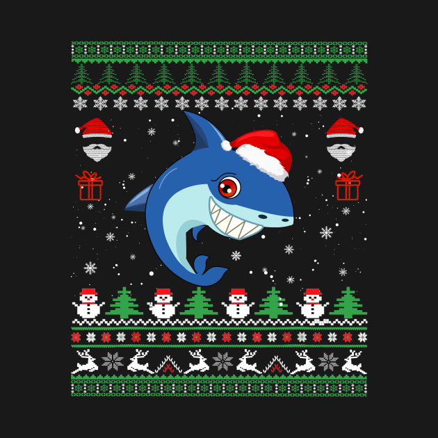 ugly christmas sweater Shark by Bagshaw Gravity
