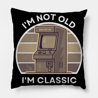 I'm not old, I'm Classic | Arcade | Retro Hardware | Vintage Sunset | Gamer girl | '80s '90s Video Gaming Pillow