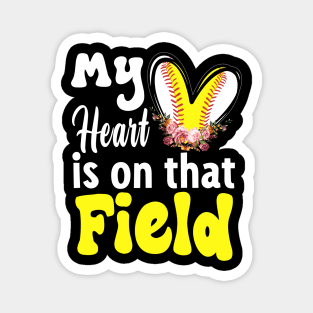 My Heart is on That Field Baseball Magnet