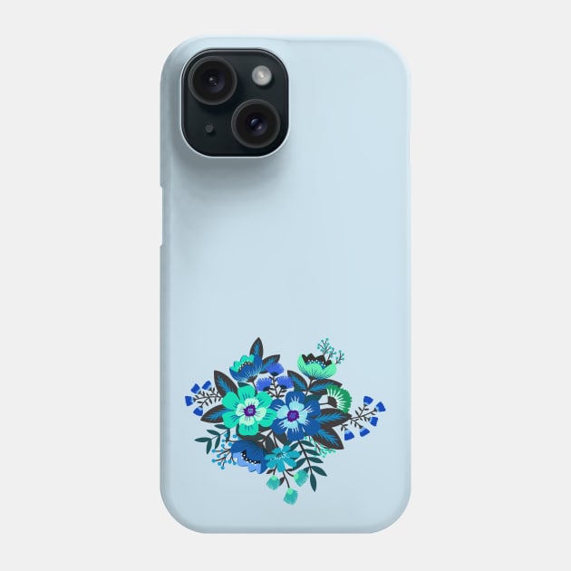 Blue boho flower bouquet Phone Case by Jennifer Ladd