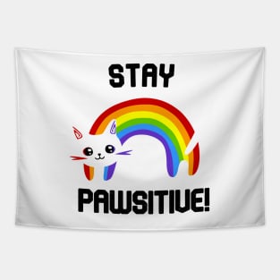 Stay PAWsitive! Motivational Tapestry