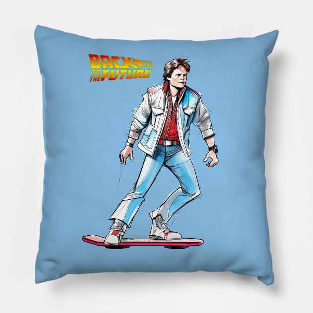 Marty McFly BTTF Part 2 Pillow by Buff Geeks Art