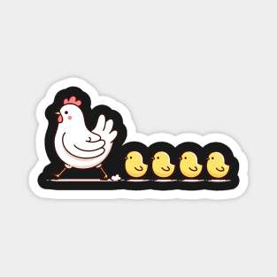 Little chicks follow chicken mom Magnet