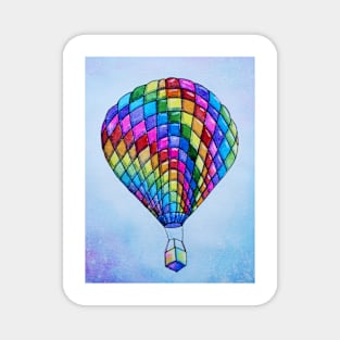 Rainbow Watercolor Hot Air Balloon Magnet