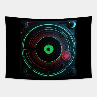 Glow DJ Neon Green and Pink Turntable Tapestry