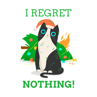 I Regret Nothing Cat with Christmas Tree T-Shirt