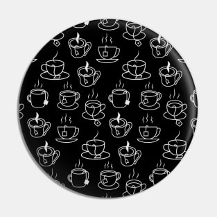 Tea lovers pattern in black and white Pin