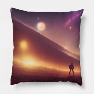 Planets Nebula Cloud In Dark Space Pillow