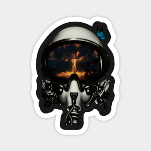 Glitch Art Atomic bomb in fighter pilot's helmet Magnet