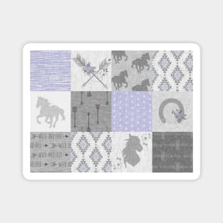 BoHo Horse Patchwork in purple and grey Magnet