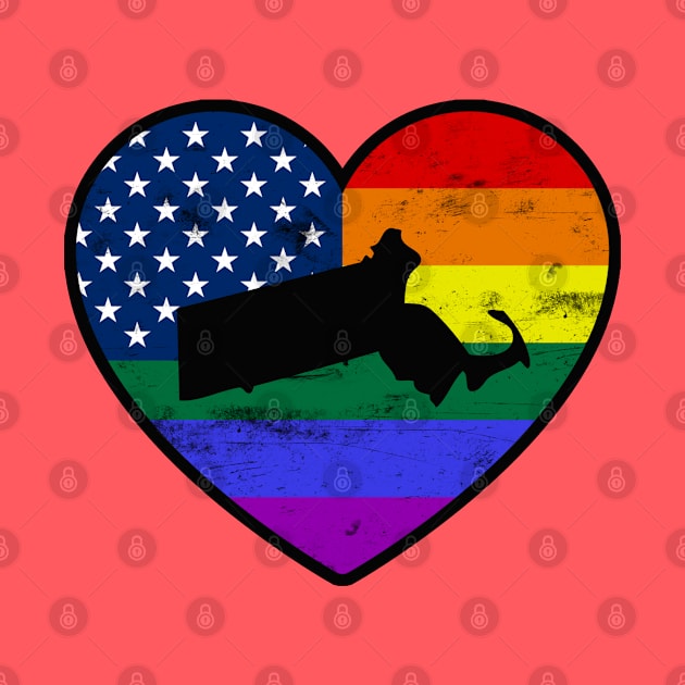 Massachusetts United States Gay Pride Flag Heart by TextTees