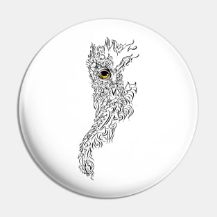 Owl Calligraphic Flourish Tattoo Design Pin