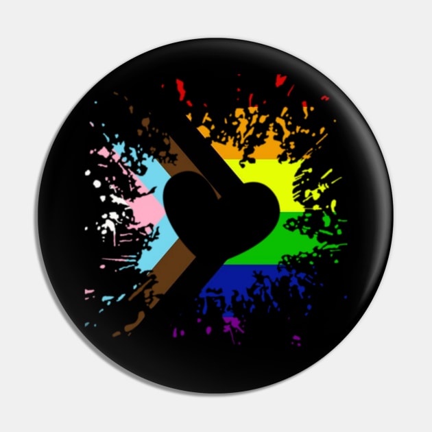 Pride Progress Flag Rainbow Flag Heart For Inclusivity Pin by PowderShot