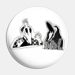 Adam & Barbara Ghost Halloween Inspired 80's Monster Couple Pin