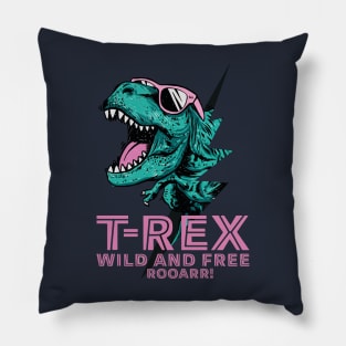 Roaring Rex: Wild and Free Adventure Pillow