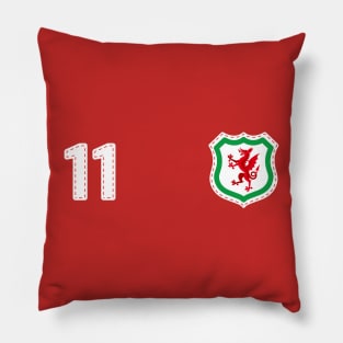 Wales Cymru Football Supporters Heritage Home Crest Number 11 Pillow