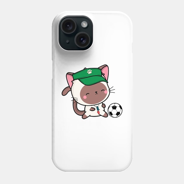 White Cat Playing Soccer Phone Case by Pet Station