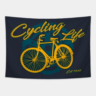 Cycling Life Est. 1945 vintage design Tapestry