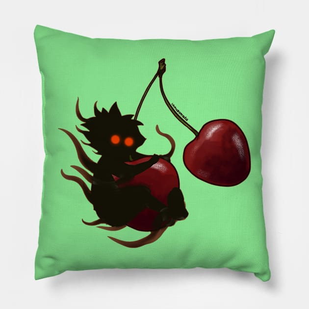 The Cherry Thief Pillow by LocalCryptid