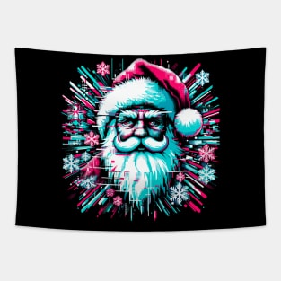 Glitchmas: Santa Crashes the Arcade (Neon Pixel Tee) Tapestry