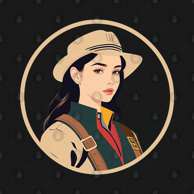 Retro Park Ranger Woman With Long Hair by CursedContent