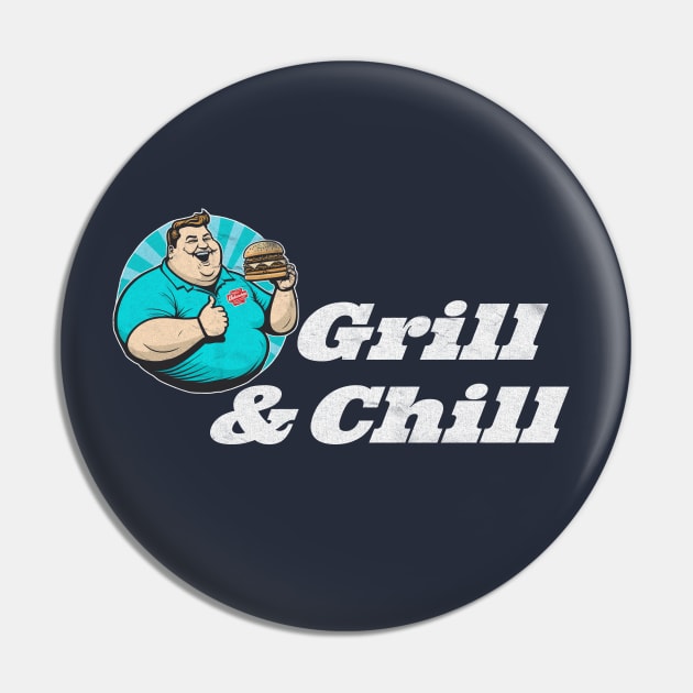 Grill & Chill funny vintage burger Pin by NineBlack