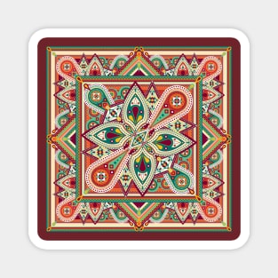 Orange and Green Ornamental Mandala Magnet