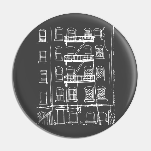 Brooklyn Alley (white ink) Pin by BigBridgeStudios