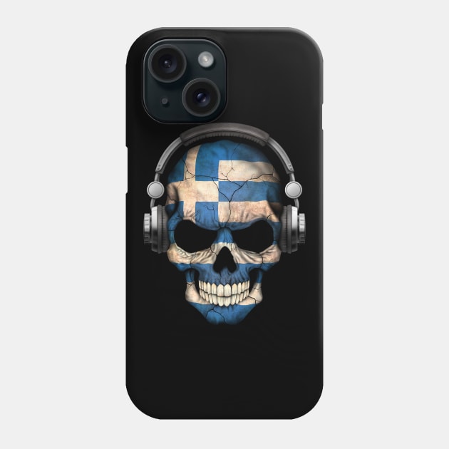 Dark Skull Deejay with Greek Flag Phone Case by jeffbartels