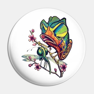 Chameleon Attack!  New School Style Original Art Pin