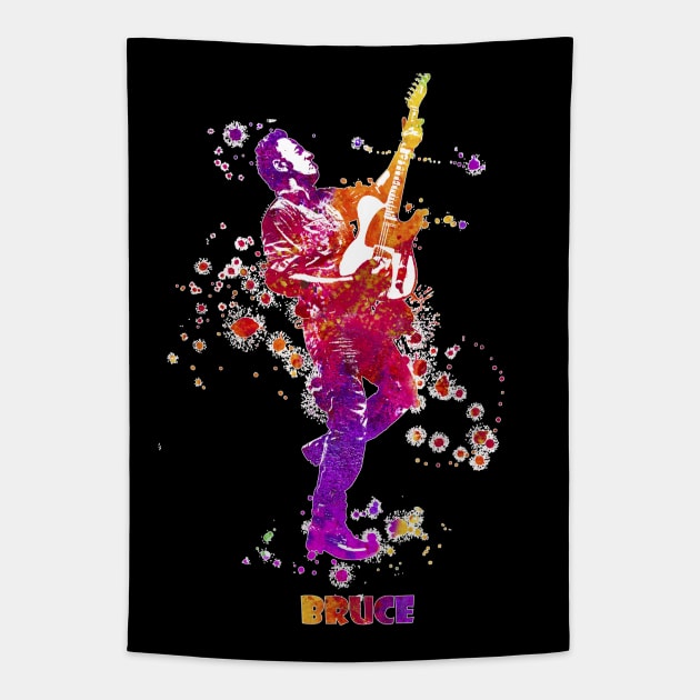 Bruce Springsteen The Boss Watercolor Splatter 07 Tapestry by SPJE Illustration Photography