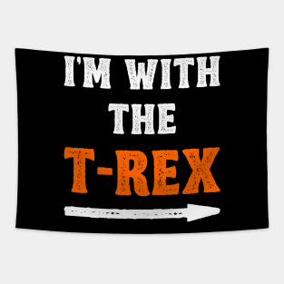 Funny Halloween I'm With The T-Rex Costume Couple Tapestry