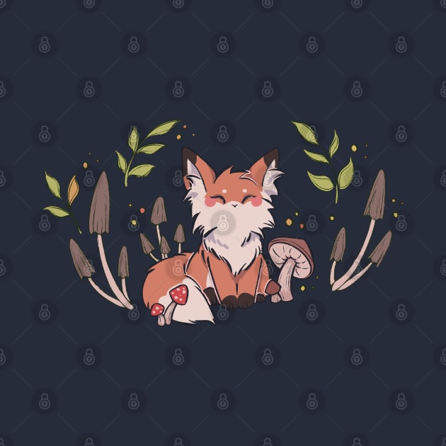 Autumn Mushroom Fox by Thirea