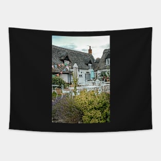 Pretty cafe with thatched roof Tapestry