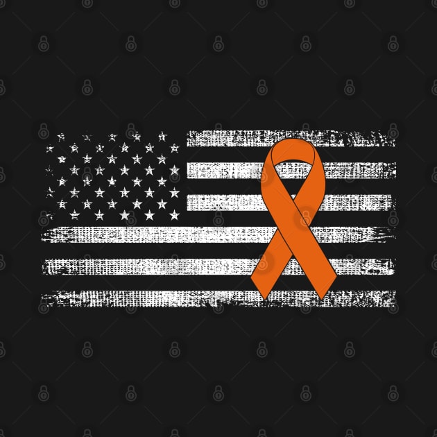 Leukemia Cancer Awareness Ribbon Classic American Flag by Gendon Design