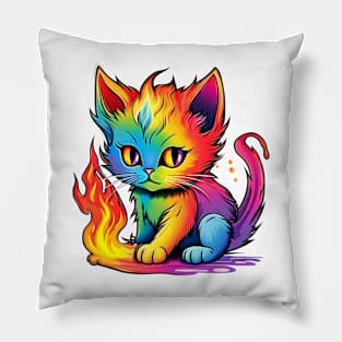 Kitten Spectrum - Rainbow Tail Blaze Tee Pillow