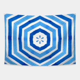 Blue and white abstract striped pattern Tapestry