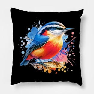 Watercolor Red Breasted Nuthatch Pillow