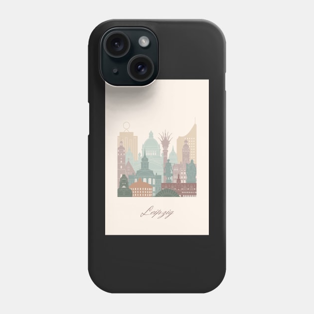 Leipzig, Germany, map skyline - 02 style Phone Case by GreenGreenDream