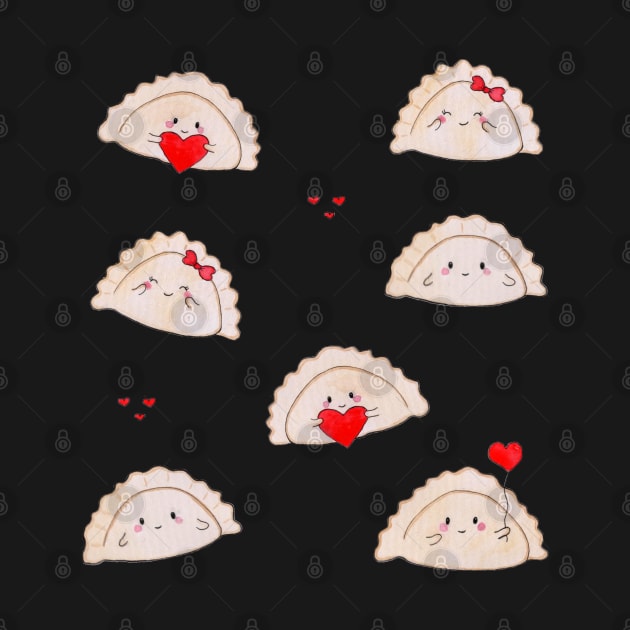 Pierogi dumplings cute valentine's polish food by LittleBlueFawn