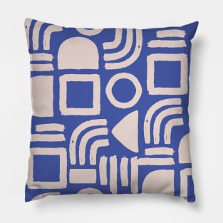 Blush and blue Minimal Solid Geometry Pillow