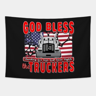 SUPPORT TRUCKERS - USA TRUCKERS FOR FREEDOM CONVOY USA FLAG - FREEDOM CONVOY 2022 Tapestry