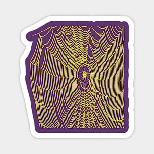 Artistic Halloween Spider Web Cobweb Doodle In Yellow Magnet