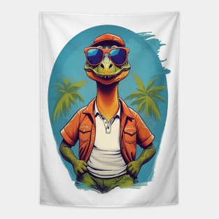 Tropical Dinosaur AI Art Tapestry