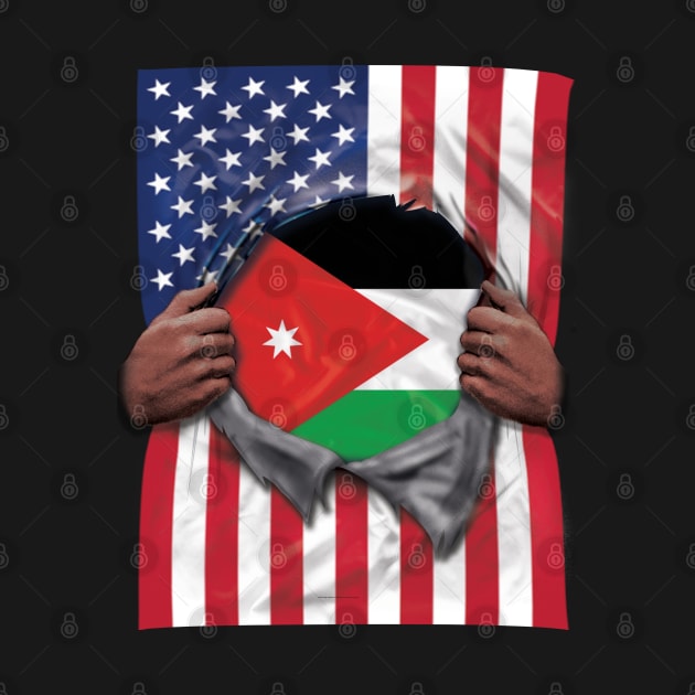 Jordan Flag American Flag Ripped - Gift for Jordanian From Jordan by Country Flags