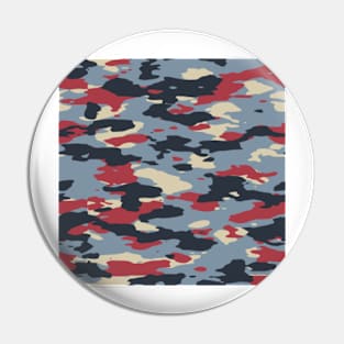 Camouflage Red Blue Print Pattern Pin