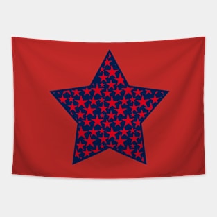 Red stars on blue star Tapestry