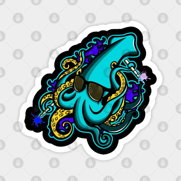 Urban Ocean Squid (Cyan) Magnet by urbanoceandesigns